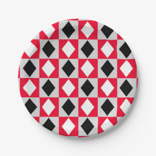 Plato De Papel Diamante Rojo Negro Blanco