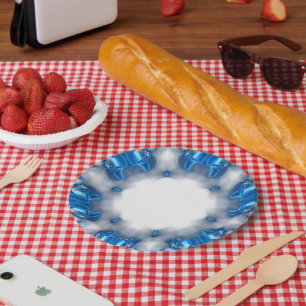 Plato De Papel Diamantes azules