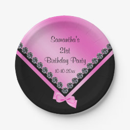 Plato De Papel Diamantes brillantes bonitos y cumpleaños del arco