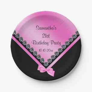 Plato De Papel Diamantes brillantes bonitos y cumpleaños del arco