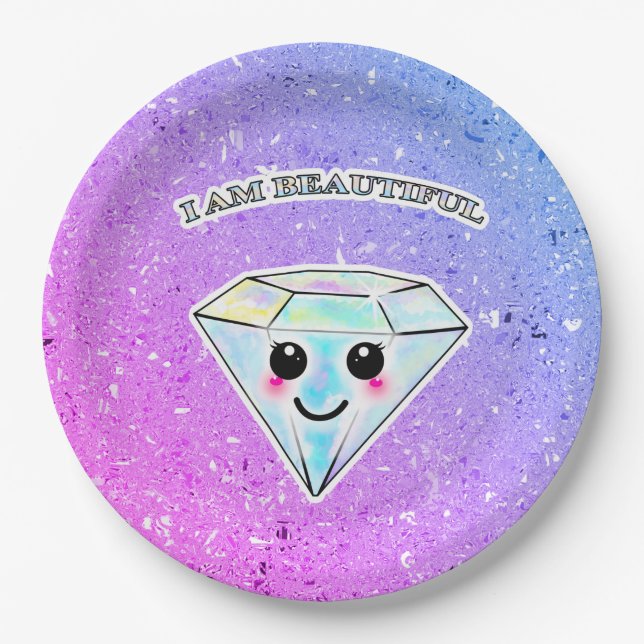 Plato De Papel Diamantes de Kawaii, afirmación (Anverso)