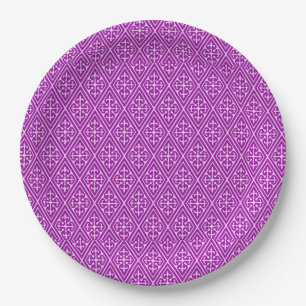 Plato De Papel Diamantes medievales de Damasco, amatista morado