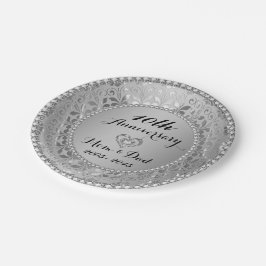 Plato De Papel Diamantes y plata décimo aniversario Boda