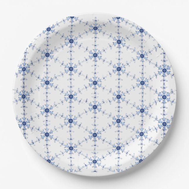 Plato De Papel Diamond Snowflake Pattern (Anverso)