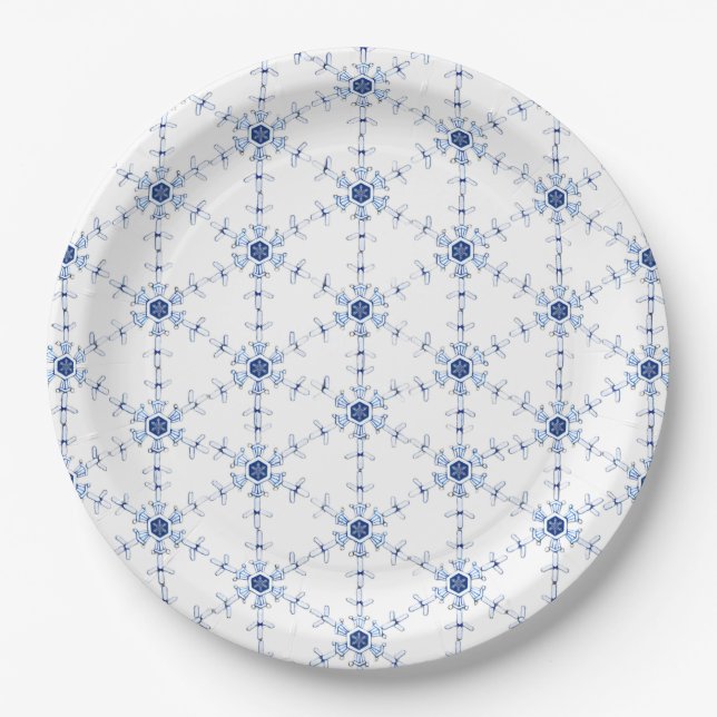 Plato De Papel Diamond Snowflake Pattern (Anverso)