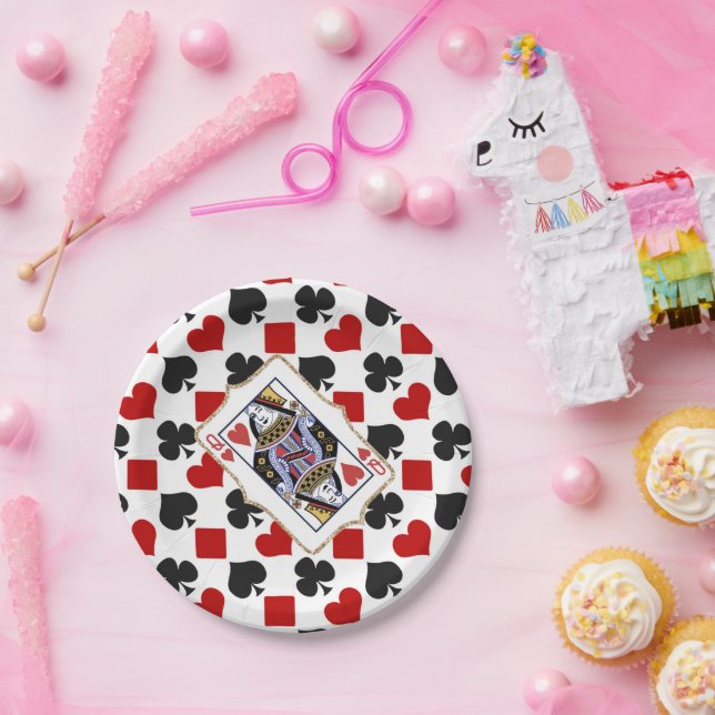 Plato De Papel Diamonds and Hearts Queen Party (Fiesta)