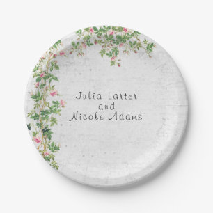 Plato De Papel Diario de estilo vintage de pared antigua rosa ros