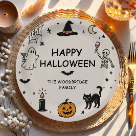 Plato De Papel Dibujado a mano Feliz Halloween