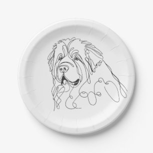 Plato De Papel Dibujo a mano de Terranova en arte de línea minima