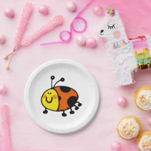 Plato De Papel Dibujo Animado de Mariquita Adorable para Niños y