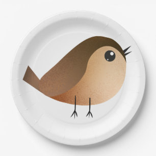 Plato De Papel Dibujo animado de pájaro gorrión  
