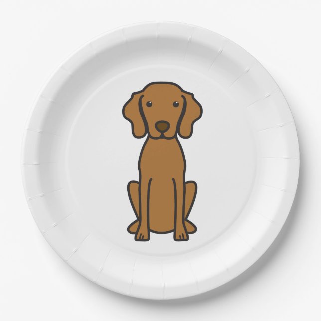 Plato De Papel Dibujo animado del perro de Vizsla (Anverso)