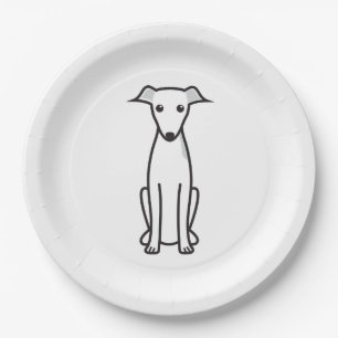 Plato De Papel Dibujo animado del perro del galgo italiano