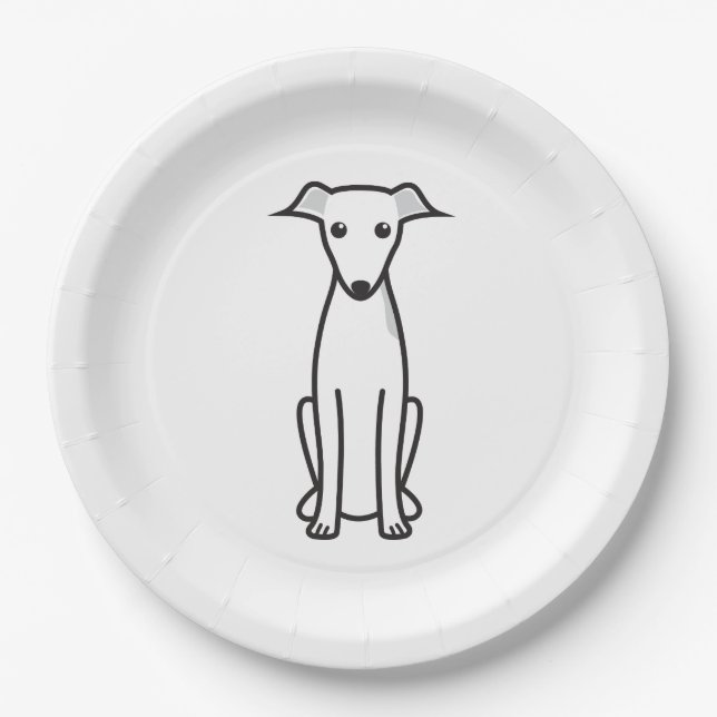Plato De Papel Dibujo animado del perro del galgo italiano (Anverso)
