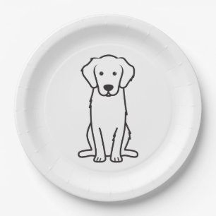 Plato De Papel Dibujo animado del perro del golden retriever