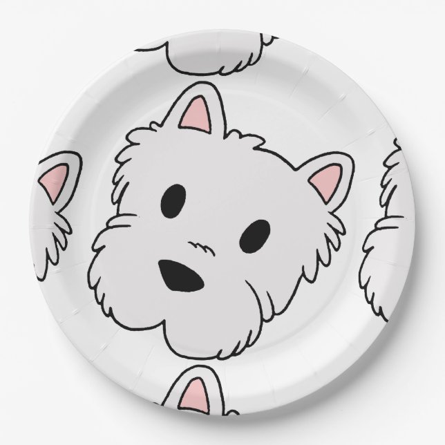Plato De Papel dibujo animado head.png del westie (Anverso)