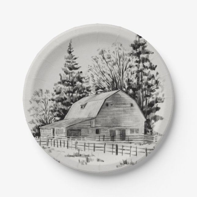 Plato De Papel Dibujo de barras distantes I (Anverso)