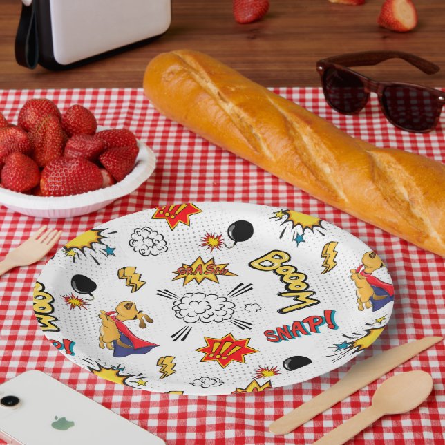 Plato De Papel Dibujo de Cómic Adorable  (Picnic)