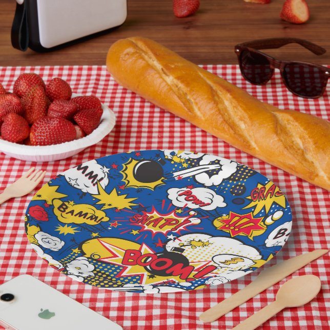 Plato De Papel Dibujo de Cómic Adorable  (Picnic)