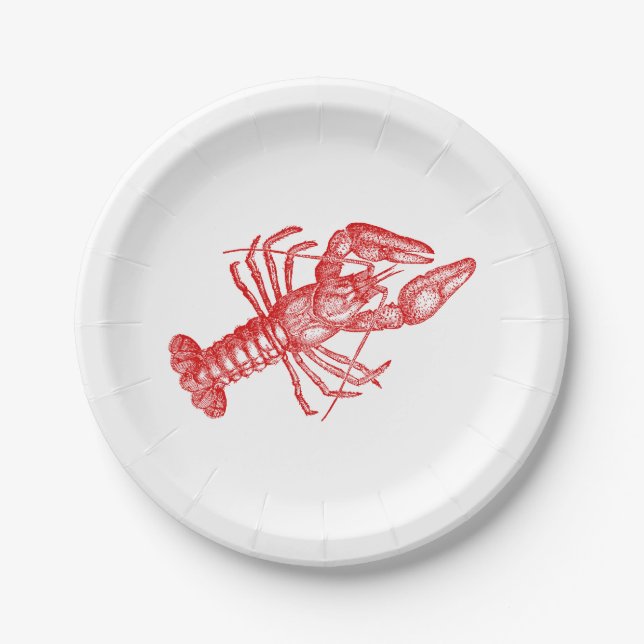 Plato De Papel Dibujo de la langosta roja n° 1 (Anverso)