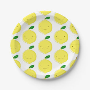 Plato De Papel Dibujo de limón de dibujos animados lindo