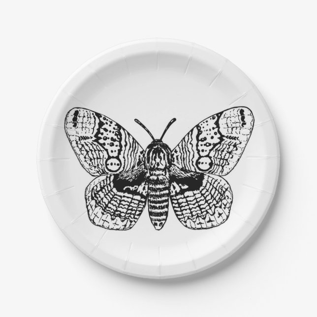 Plato De Papel Dibujo de moscas brahmanas (Anverso)