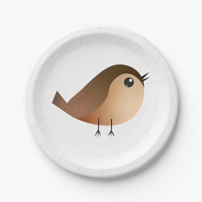Plato De Papel Dibujo de pájaro gorrión (Anverso)