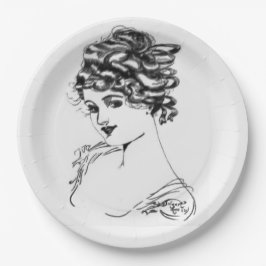 Plato De Papel Dibujo De Tinta Art Nouveau De 1917 Por Mi Papel A