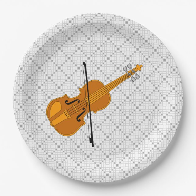 Plato De Papel Dibujo de violín (Anverso)