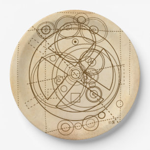 Plato De Papel Dibujo del Mecanismo Antiguo