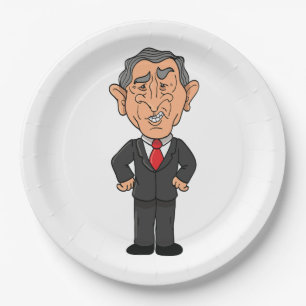 Plato De Papel Dibujo divertido de George W Bush
