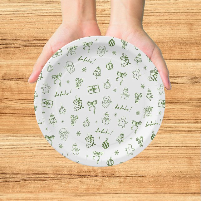 Plato De Papel Dibujo Verde Caprichoso a Mano Alzada (Subido por el creador)