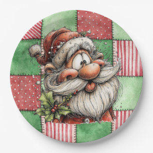 Plato De Papel Dibujos animados divertidos de Papá Noel riendo
