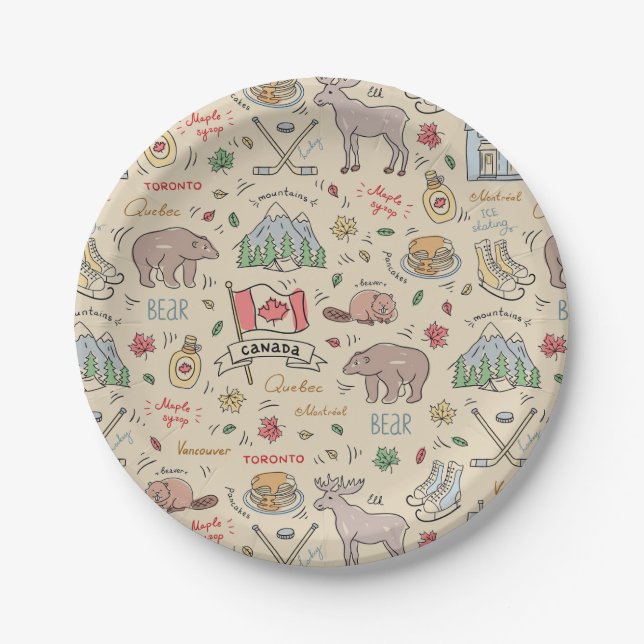Plato De Papel Dibujos de Canadá (Anverso)