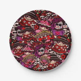 Plato De Papel Dibujos del Día de los Muertos