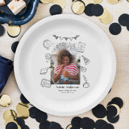 Plato De Papel Dibujos divertidos a mano Arco Foto Fiesta de grad