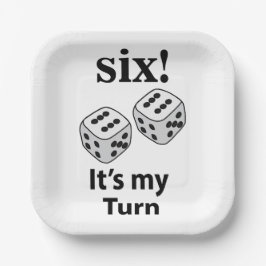 Plato De Papel Dice Rolling Six It's My Turn Roll Dice Fiesta