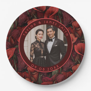 Plato De Papel Dichosas Lirios de Calla Rojos Pétalo Boda Moderna