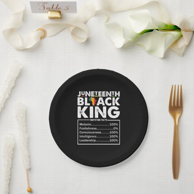 Plato De Papel Diecinueve Hechos Nutricionales del Rey Negro Mela (Boda)
