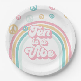 Plato De Papel Diez es un Vibe Retro Arcoíris de Verano