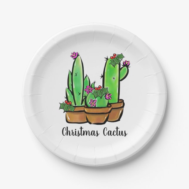 Plato De Papel Diferentes fiestas navideñas Cactus cactus succule (Anverso)