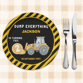 Plato De Papel "Dig In! Construction Truck Party for 2nd Birthday