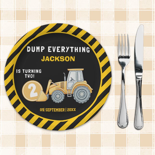 Plato De Papel "Dig In! Construction Truck Party for 2nd Birthday (Subido por el creador)