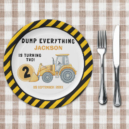 Plato De Papel "Dig In! Construction Truck Party for 2nd Birthday