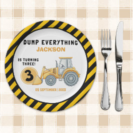 Plato De Papel "Dig In! Construction Truck Party for 3rd Birthday
