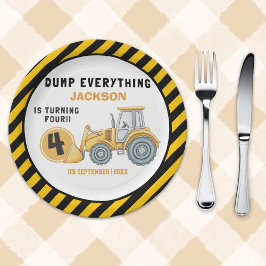 Plato De Papel "Dig In! Construction Truck Party for 4th Birthday