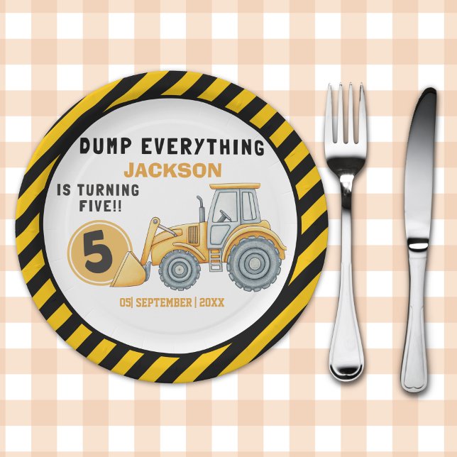 Plato De Papel "Dig In! Construction Truck Party for 5th Birthday (Subido por el creador)