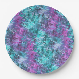 Plato De Papel digihatch deslizante - verde azulado y morado: