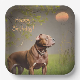 Plato De Papel Dignified Brown Pitbull