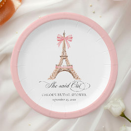 Plato De Papel Dijo que Oui Paris Bow Eiffel Tower BRIDAL SHOWER